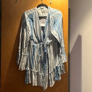 NWT! Long sleeve “Blue Island” tie dye cover-up or lightweight dress